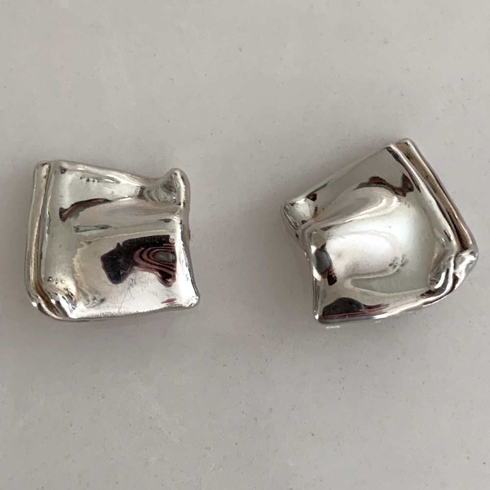 Vintage Silver Electroform Clip-on Earrings
